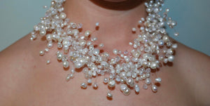Floating pearl and crystal necklace