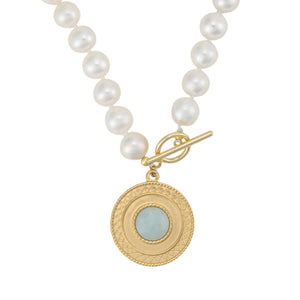 Freshwater Pearl with Amazonite Pendant