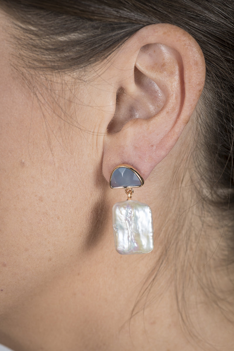 Square Freshwater Pearl Hanging Earring