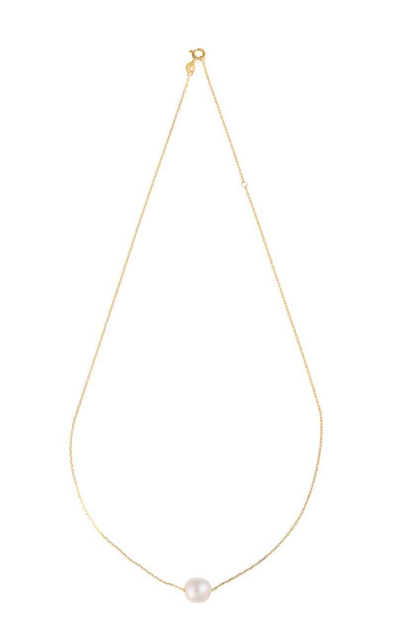 Signature floating pearl necklace - gold