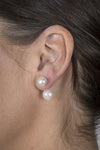 Double pearl stud earrings