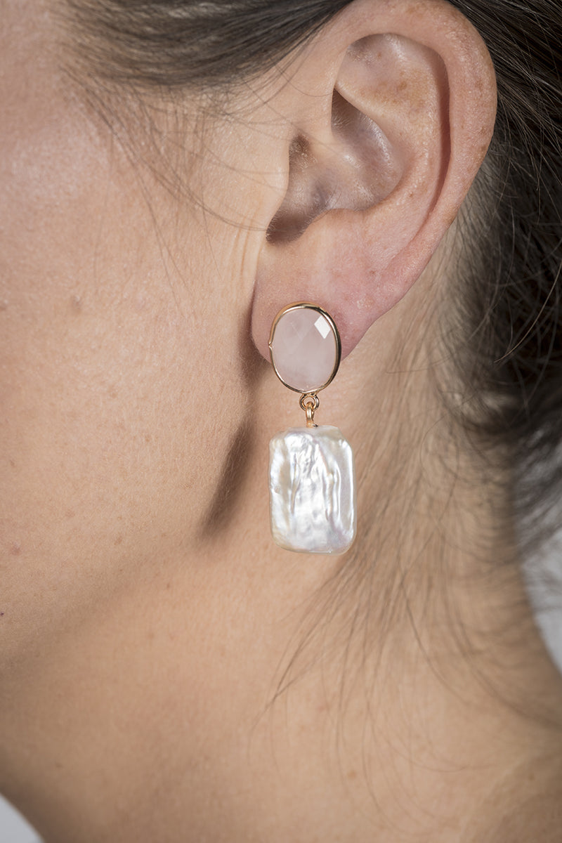 Square Freshwater Pearl Hanging Earring