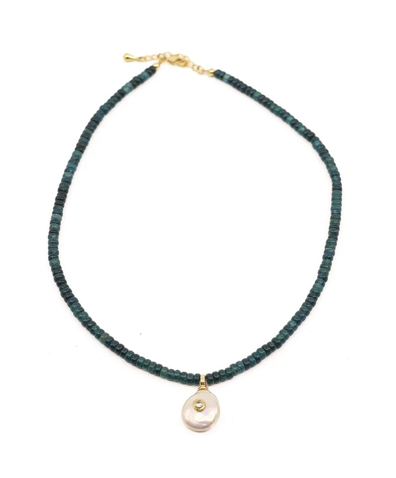 Blue and Green Turquoise, Amazonite, Jade and Baroque Pearl
