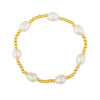 5 Piece Stackable Freshwater Pearl and Gold Bead Stretch Bracelet