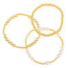 3 Stackable Freshwater Pearl and Gold Bead Stretch Bracelet- 3 Pearl Design