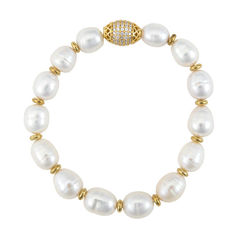 14K Gold Caged Pearl Bracelet / Pearl Bracelet / Gold Pearl Bracelet - Etsy