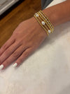 5 Piece Stackable Freshwater Pearl and Gold Bead Stretch Bracelet