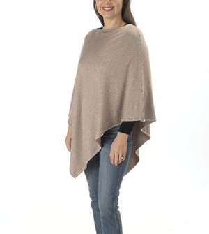 Ultra-soft pearl-trimmed poncho