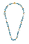 Freshwater Edison Pearls with Aquamarine and Blue Quartz Stones