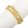3 Stackable Freshwater Pearl and Gold Bead Stretch Bracelet- 3 Pearl Design