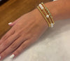 3 Stackable Freshwater Pearl and Gold Bead Stretch Bracelet- 3 Pearl Design