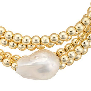 Hematite and Pearl Wrap Bracelet