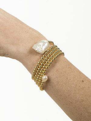 Hematite and Pearl Wrap Bracelet