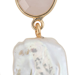 Square Freshwater Pearl with Aquamarine Stone