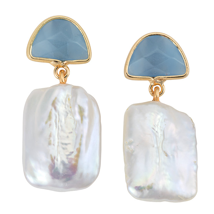 Square Freshwater Pearl Hanging Earring