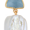 Square Freshwater Pearl with Aquamarine Stone