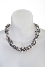 Five-strand multi-colored pearl necklace