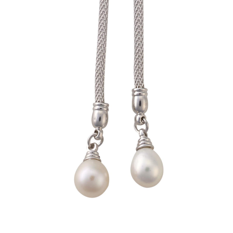 Double pearl lariat necklace