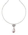 Pink pearl and crystal clover necklace