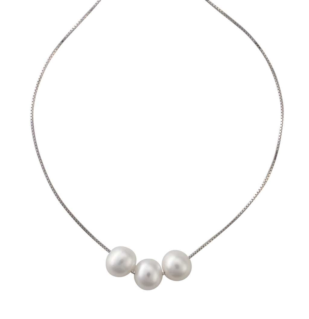 Triple floating pearl necklace