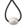 Leather hanging pearl hoop earrings
