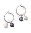 Double pearl hoop earrings