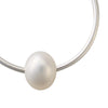 Sterling silver hoop earrings with single pearl in black or white