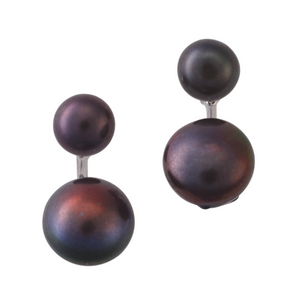 Signature double stud pearl earrings