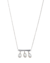 Minimalist three pearl silver bar necklace