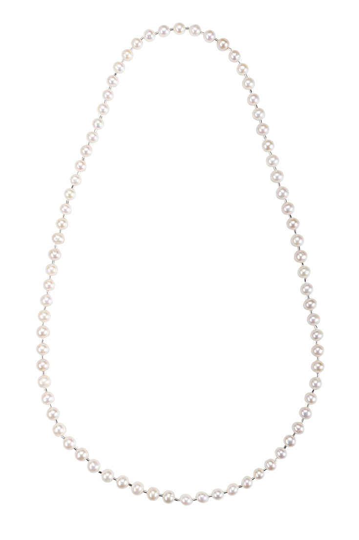 38” Freshwater Pearl Necklace with Stainless Steel Links