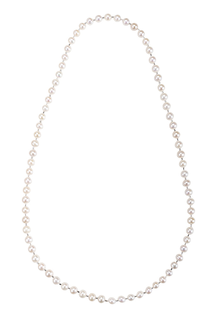 38” Freshwater Pearl Necklace with Stainless Steel Links