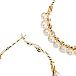 Gold 1.25” Pearl Hoops