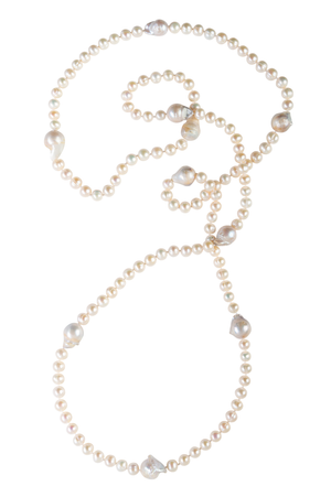 Long biwa pearl necklace