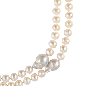 Long biwa pearl necklace