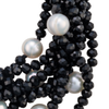 Nine-strand black crystal and pearl bracelet