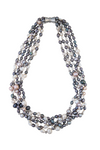 Five-strand multi-colored pearl necklace