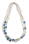 Pearl, lapis, and hairstone necklace