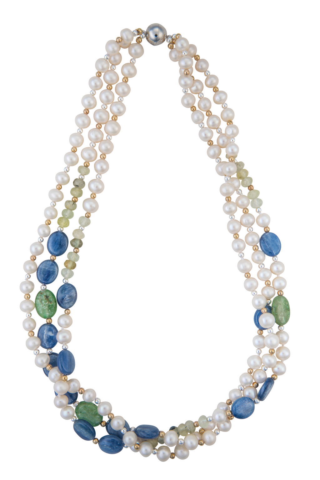 Pearl, lapis, and hairstone necklace