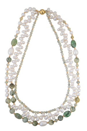 Brass Green Peridot Quartz with Pearl Bead Gemstone Rosary Chain at Rs  400/feet in Jaipur