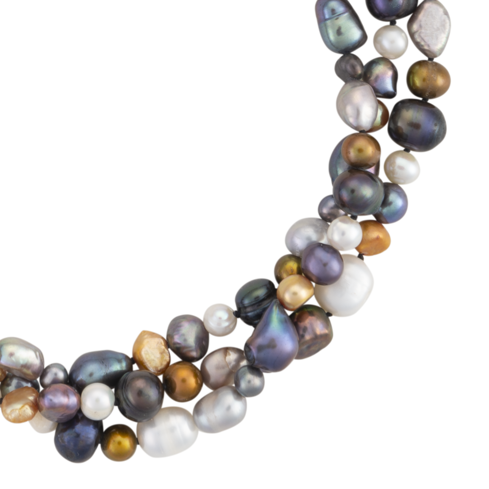 Five-strand white pearl necklace