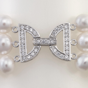 Three-strand pearl and crystal bracelet AAA+ Pearls