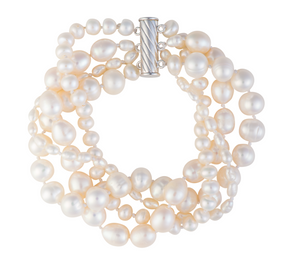 Four-strand freshwater pearl bracelet with twist clasp