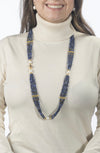 36” 4 strand Frosted Sodalite and Freshwater Pearls