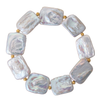 Square freshwater pearl bracelet with gold beads