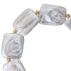 Square freshwater pearl bracelet with gold beads