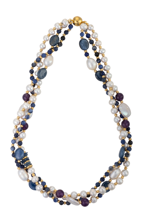 Lapis, sodalite, and pearl necklace