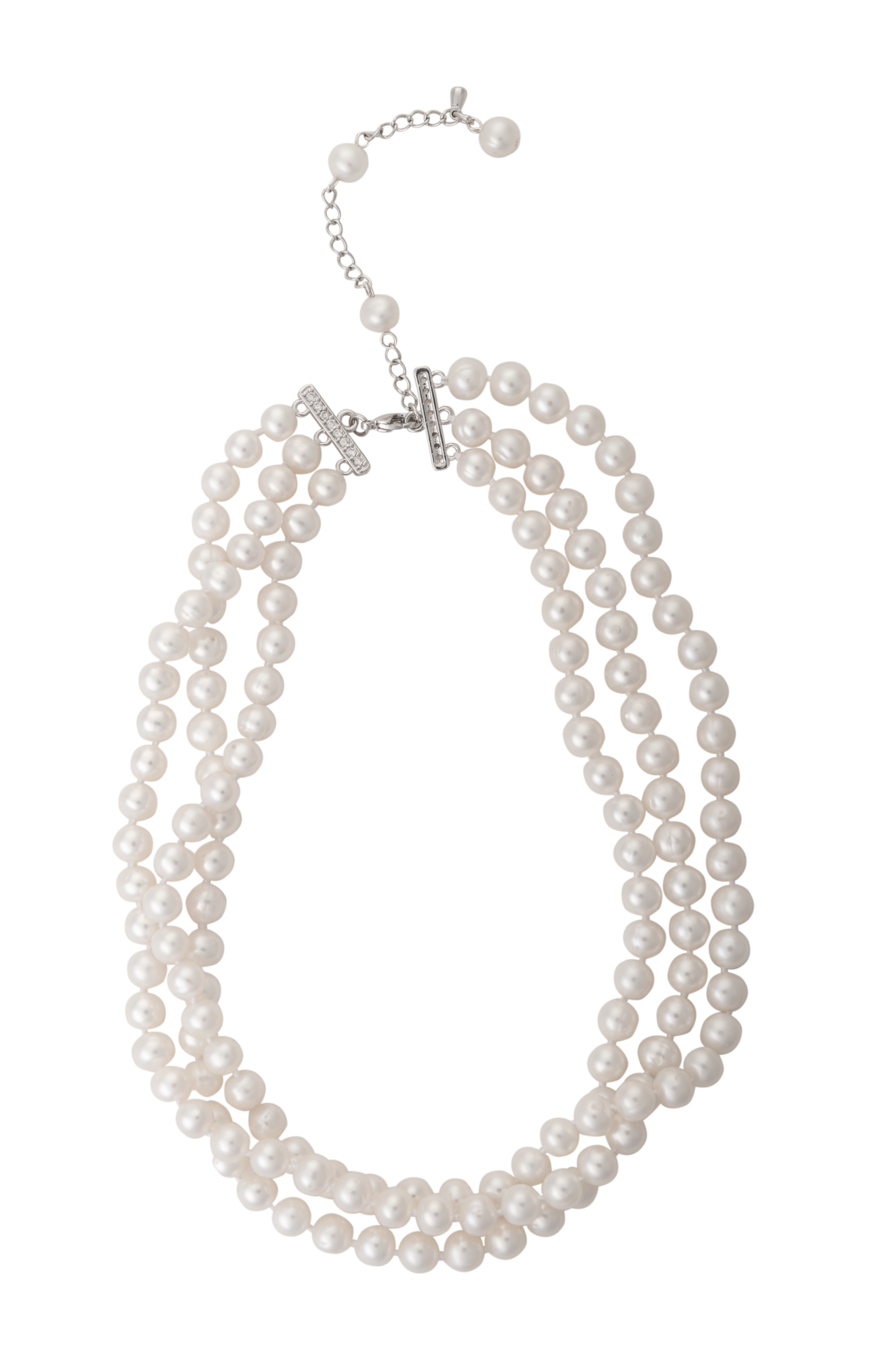 Dog House Pearls Three-Strand Adjustable Pearl Choker