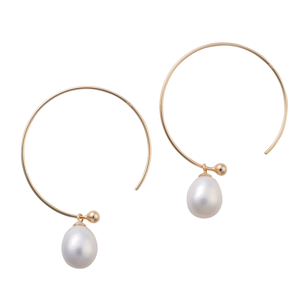 Large hoop pearl earrings