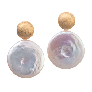 Gold and coin pearl earrings