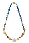Vibrant gold, pearl, and gemstone necklace